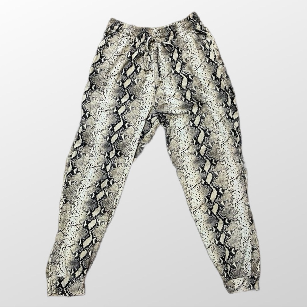 Snake Print Track Joggers - Neutral Tones